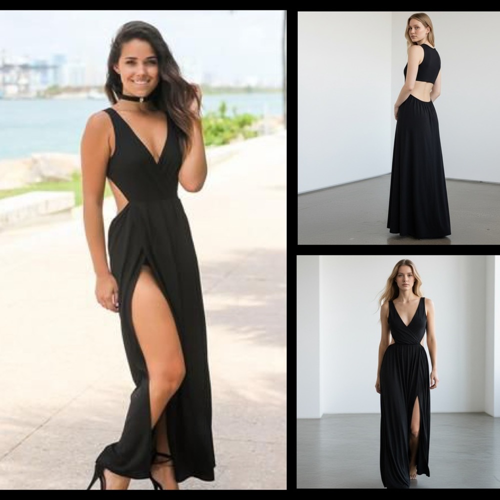 Windsor Sleek Black Cutout Maxi Dress